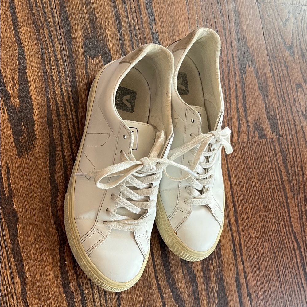 Veja White Sneakers with Tan Accents